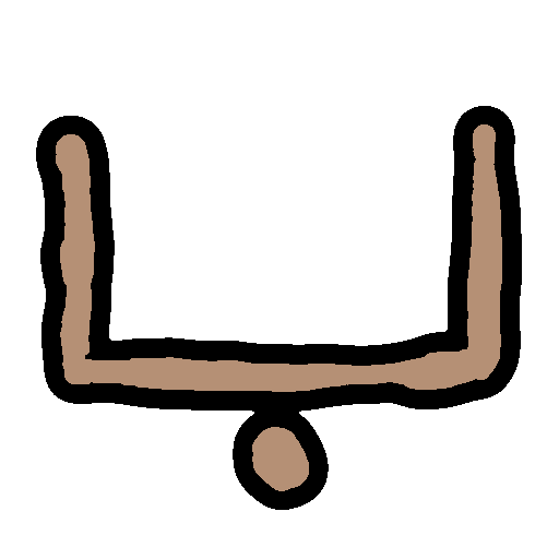 the sitelen pona glyph for the toki pona word 'anpa,' which looks like a circle below a square 'u', colored in brown.